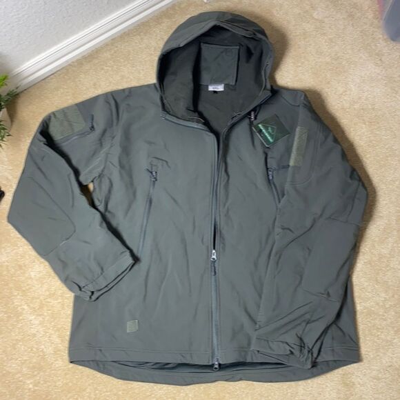 Men’s Hooded Tactical Jacket Soft Shell Full Zip Gray Size 4XL NEW - Picture 1 of 12